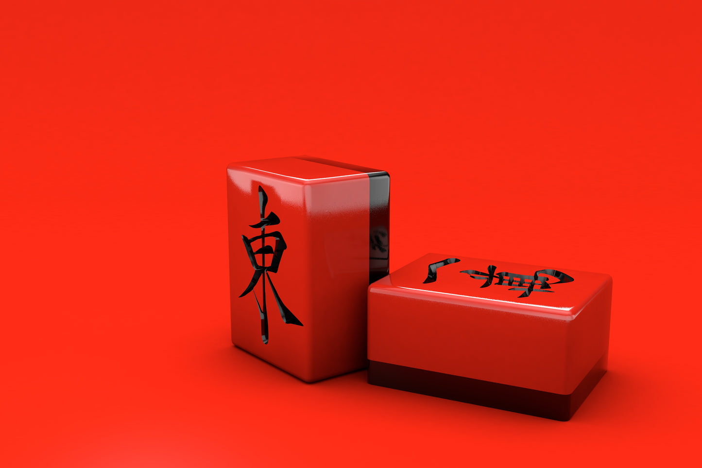 Handmade Bold Red and Black Mahjong Set (Pre-order)